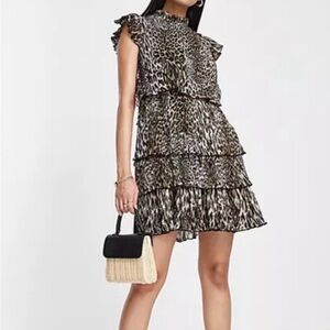 All Saints Leopard Print Ruffle dress